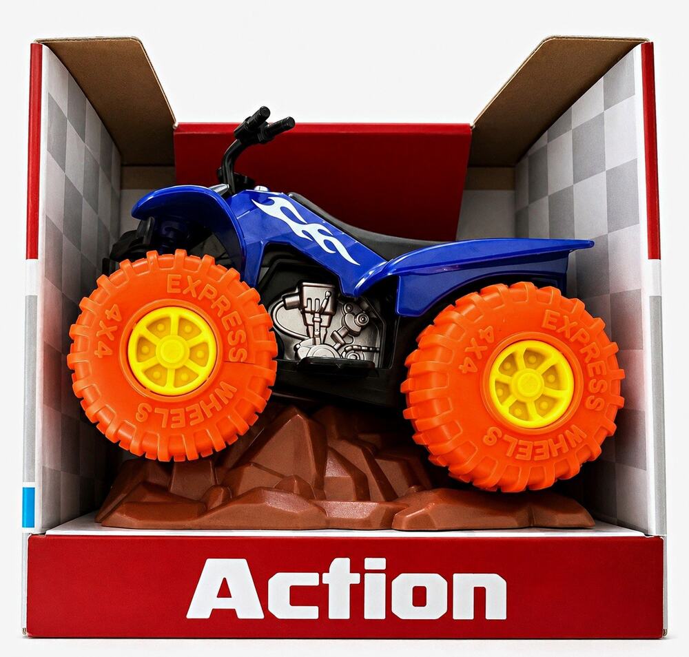 Turbo Wheels Die-Cast Action ATV Vehicle Blue Orange Yellow Black MPN 317696